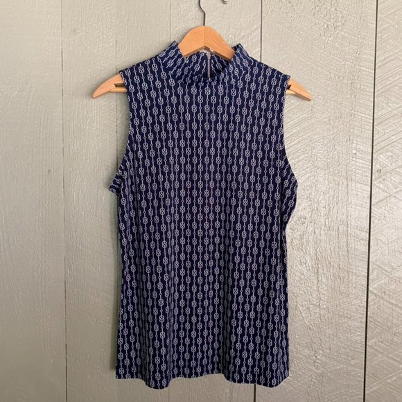 Chain Link Navy Blue Blouse - Picture 3 of 7